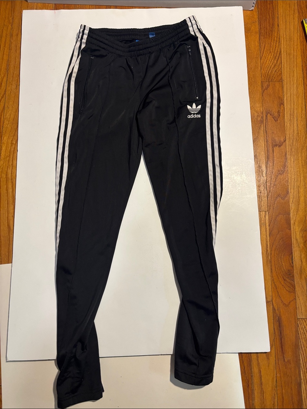 adidas Women's Black Track Pants with White Three-Stripes